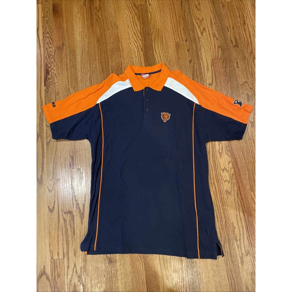 Y2K Vintage NFL Chicago‎ Bears Men's Team Polo Color Block Cotton Size XL